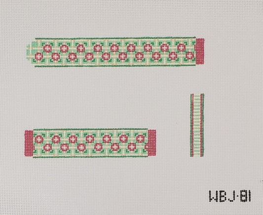WBJ-81 Green with Red Flower Watch Band