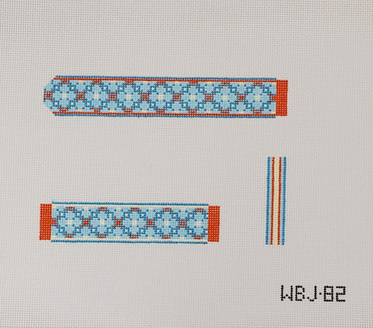 WBJ-82 Blue and Red Floral Diamond Watch Band